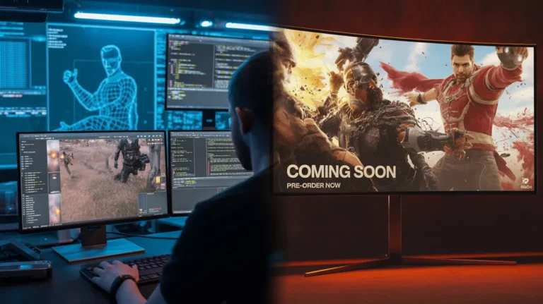 A professional working on game trailer development